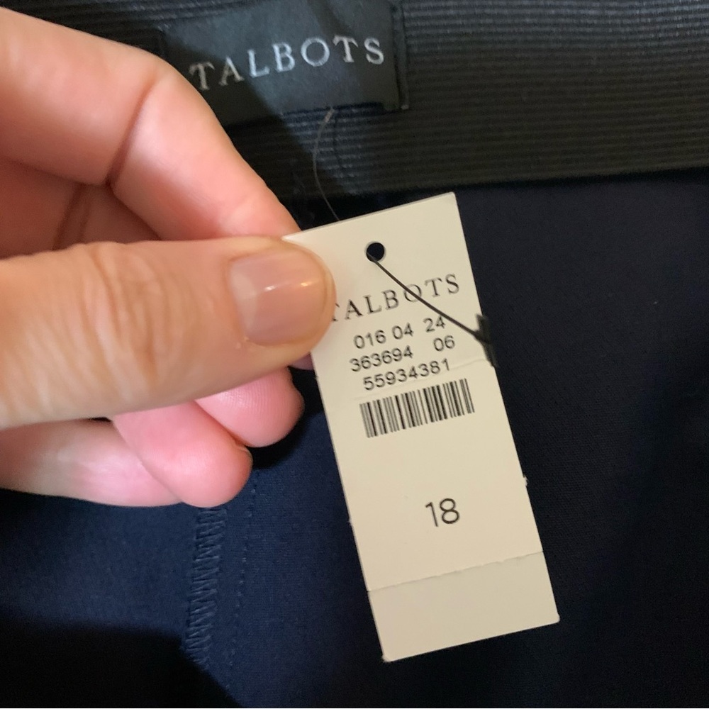 Talbots Navy Blue Portland Trousers at waist flare leg full length size 18 - Picture 6 of 8
